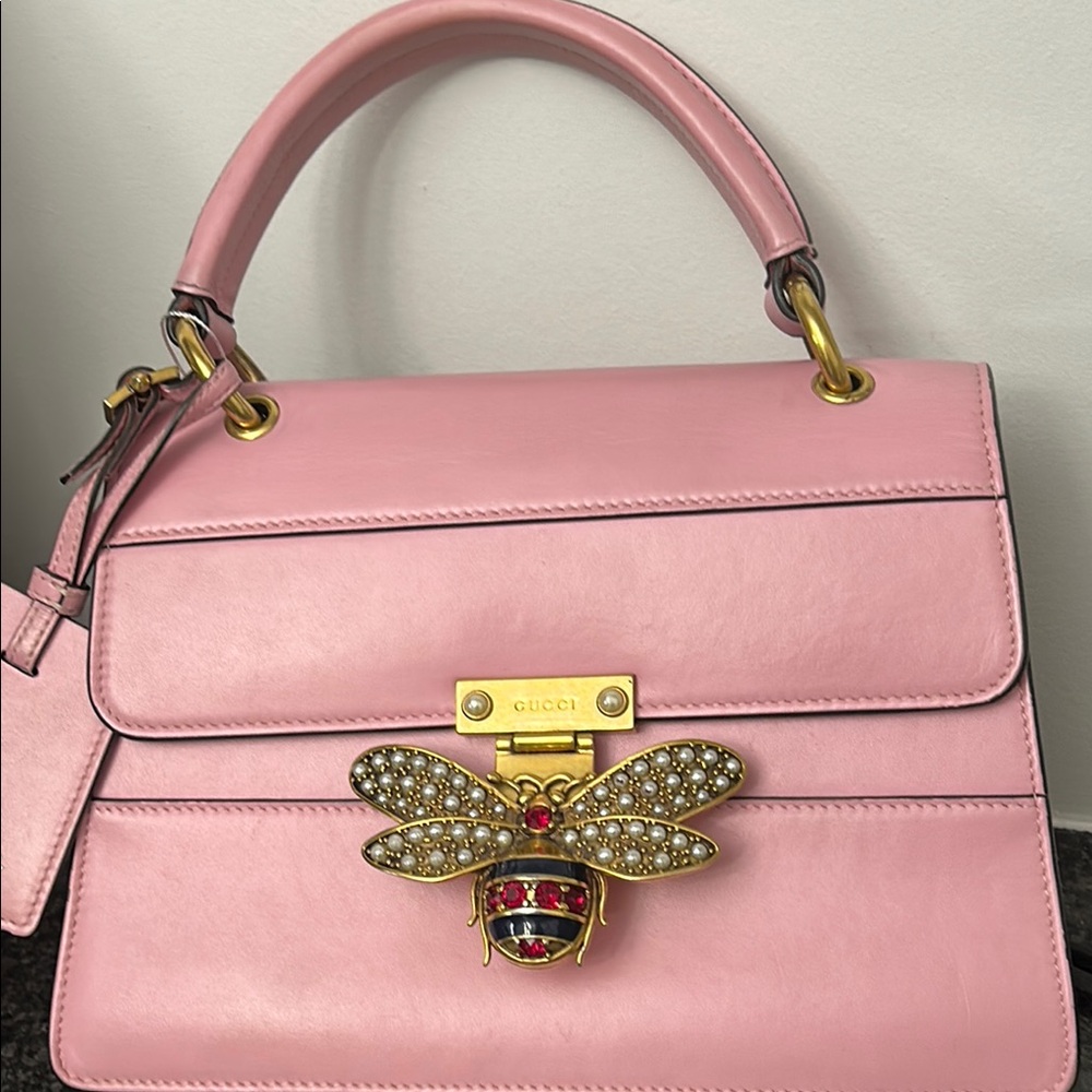 . GUCCI Queen Margaret Pink Bee Lea Satchel; - Picture 3 of 15